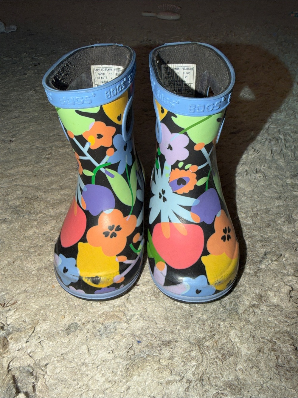 Bogs Kids Floral Rain Boots - Black with Multicolor Flowers